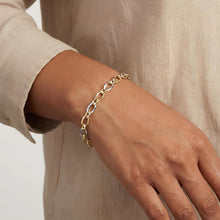 Load image into Gallery viewer, 14k Two-Tone Gold 5mm Alternating Oval and Round Link Bracelet, 7.5 Inch
