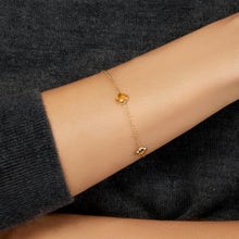 Load image into Gallery viewer, 14k Yellow Gold Natural Amethyst Gemstone Clover Charm Bracelet, Adjustable 6.25 Inch-7.25"

