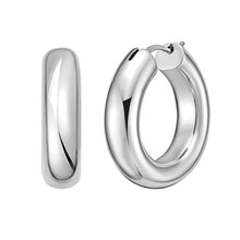 Load image into Gallery viewer, Sterling Silver Round Hoop Earring with Hinged Clasp
