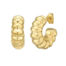Load image into Gallery viewer, Sterling Silver Twisted C Hoop Earring with Push Back Clasp
