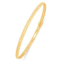 Load image into Gallery viewer, 10k Yellow Gold 3mm Elegant Satin Finish Textured Flex Bangle Bracelet
