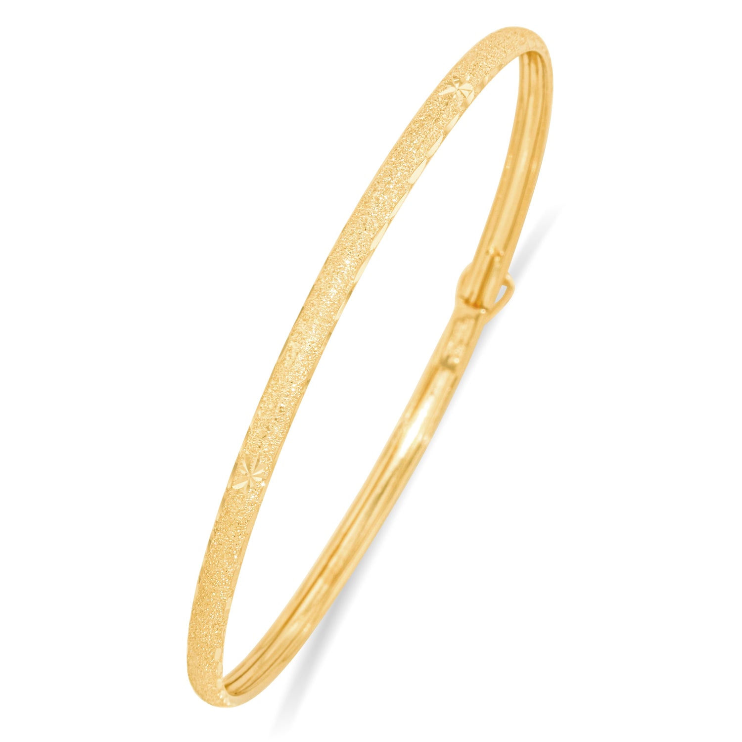 10k Yellow Gold 3mm Elegant Satin Finish Textured Flex Bangle Bracelet