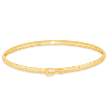 Load image into Gallery viewer, 10k Yellow Gold 3mm Elegant Satin Finish Textured Flex Bangle Bracelet
