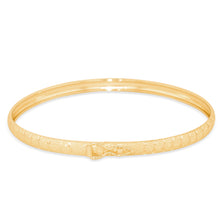 Load image into Gallery viewer, 10k Yellow Gold 4mm Subtle Stripe Satin Finish Textured Flex Bangle Bracelet
