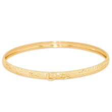 Load image into Gallery viewer, 10k Yellow Gold 4mm Lattice Satin Finish Textured Flex Bangle Bracelet

