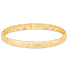 Load image into Gallery viewer, 10k Yellow Gold 6mm Crosshatch Satin Finish Textured Flex Bangle Bracelet
