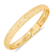 Load image into Gallery viewer, 10k Yellow Gold 8mm Classic Satin Finish Textured Flex Bangle Bracelet
