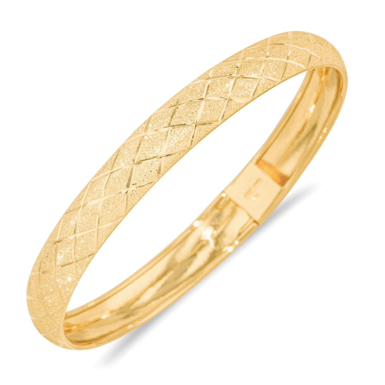 10k Yellow Gold 8mm Classic Satin Finish Textured Flex Bangle Bracelet