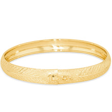 Load image into Gallery viewer, 10k Yellow Gold 8mm Lattice Satin Finish Textured Flex Bangle Bracelet
