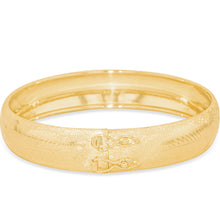 Load image into Gallery viewer, 10k Yellow Gold 12mm Lattice Satin Finish Textured Flex Bangle Bracelet
