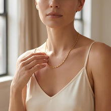 Load image into Gallery viewer, 14k Yellow Gold Diamond Cut Bar &amp; Bead Chain Necklace
