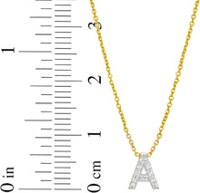 Load image into Gallery viewer, 14k Yellow Gold 0.3&quot; Mini Diamond Alphabet Letter A - Z Initial Charm Pendant with Extendable Adjustable Chain Necklace

