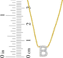 Load image into Gallery viewer, 14k Yellow Gold 0.3&quot; Mini Diamond Alphabet Letter A - Z Initial Charm Pendant with Extendable Adjustable Chain Necklace
