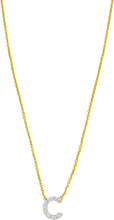 Load image into Gallery viewer, 14k Yellow Gold 0.3&quot; Mini Diamond Alphabet Letter A - Z Initial Charm Pendant with Extendable Adjustable Chain Necklace
