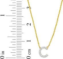 Load image into Gallery viewer, 14k Yellow Gold 0.3&quot; Mini Diamond Alphabet Letter A - Z Initial Charm Pendant with Extendable Adjustable Chain Necklace
