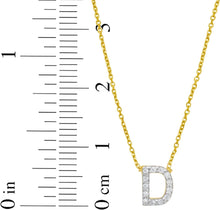 Load image into Gallery viewer, 14k Yellow Gold 0.3&quot; Mini Diamond Alphabet Letter A - Z Initial Charm Pendant with Extendable Adjustable Chain Necklace
