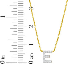 Load image into Gallery viewer, 14k Yellow Gold 0.3&quot; Mini Diamond Alphabet Letter A - Z Initial Charm Pendant with Extendable Adjustable Chain Necklace
