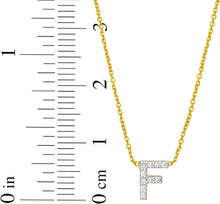 Load image into Gallery viewer, 14k Yellow Gold 0.3&quot; Mini Diamond Alphabet Letter A - Z Initial Charm Pendant with Extendable Adjustable Chain Necklace
