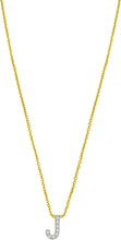 Load image into Gallery viewer, 14k Yellow Gold 0.3&quot; Mini Diamond Alphabet Letter A - Z Initial Charm Pendant with Extendable Adjustable Chain Necklace

