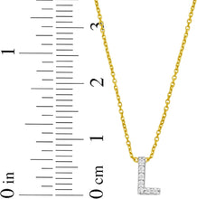 Load image into Gallery viewer, 14k Yellow Gold 0.3&quot; Mini Diamond Alphabet Letter A - Z Initial Charm Pendant with Extendable Adjustable Chain Necklace
