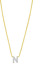 Load image into Gallery viewer, 14k Yellow Gold 0.3&quot; Mini Diamond Alphabet Letter A - Z Initial Charm Pendant with Extendable Adjustable Chain Necklace
