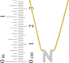 Load image into Gallery viewer, 14k Yellow Gold 0.3&quot; Mini Diamond Alphabet Letter A - Z Initial Charm Pendant with Extendable Adjustable Chain Necklace
