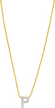 Load image into Gallery viewer, 14k Yellow Gold 0.3&quot; Mini Diamond Alphabet Letter A - Z Initial Charm Pendant with Extendable Adjustable Chain Necklace
