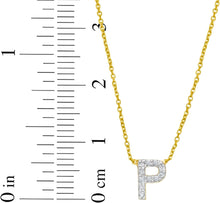 Load image into Gallery viewer, 14k Yellow Gold 0.3&quot; Mini Diamond Alphabet Letter A - Z Initial Charm Pendant with Extendable Adjustable Chain Necklace

