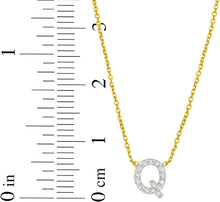 Load image into Gallery viewer, 14k Yellow Gold 0.3&quot; Mini Diamond Alphabet Letter A - Z Initial Charm Pendant with Extendable Adjustable Chain Necklace
