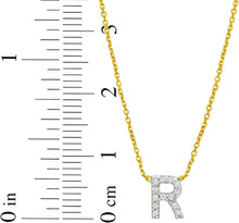 Load image into Gallery viewer, 14k Yellow Gold 0.3&quot; Mini Diamond Alphabet Letter A - Z Initial Charm Pendant with Extendable Adjustable Chain Necklace

