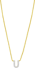 Load image into Gallery viewer, 14k Yellow Gold 0.3&quot; Mini Diamond Alphabet Letter A - Z Initial Charm Pendant with Extendable Adjustable Chain Necklace
