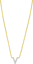 Load image into Gallery viewer, 14k Yellow Gold 0.3&quot; Mini Diamond Alphabet Letter A - Z Initial Charm Pendant with Extendable Adjustable Chain Necklace

