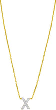 Load image into Gallery viewer, 14k Yellow Gold 0.3&quot; Mini Diamond Alphabet Letter A - Z Initial Charm Pendant with Extendable Adjustable Chain Necklace
