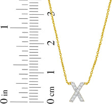 Load image into Gallery viewer, 14k Yellow Gold 0.3&quot; Mini Diamond Alphabet Letter A - Z Initial Charm Pendant with Extendable Adjustable Chain Necklace
