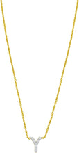 Load image into Gallery viewer, 14k Yellow Gold 0.3&quot; Mini Diamond Alphabet Letter A - Z Initial Charm Pendant with Extendable Adjustable Chain Necklace
