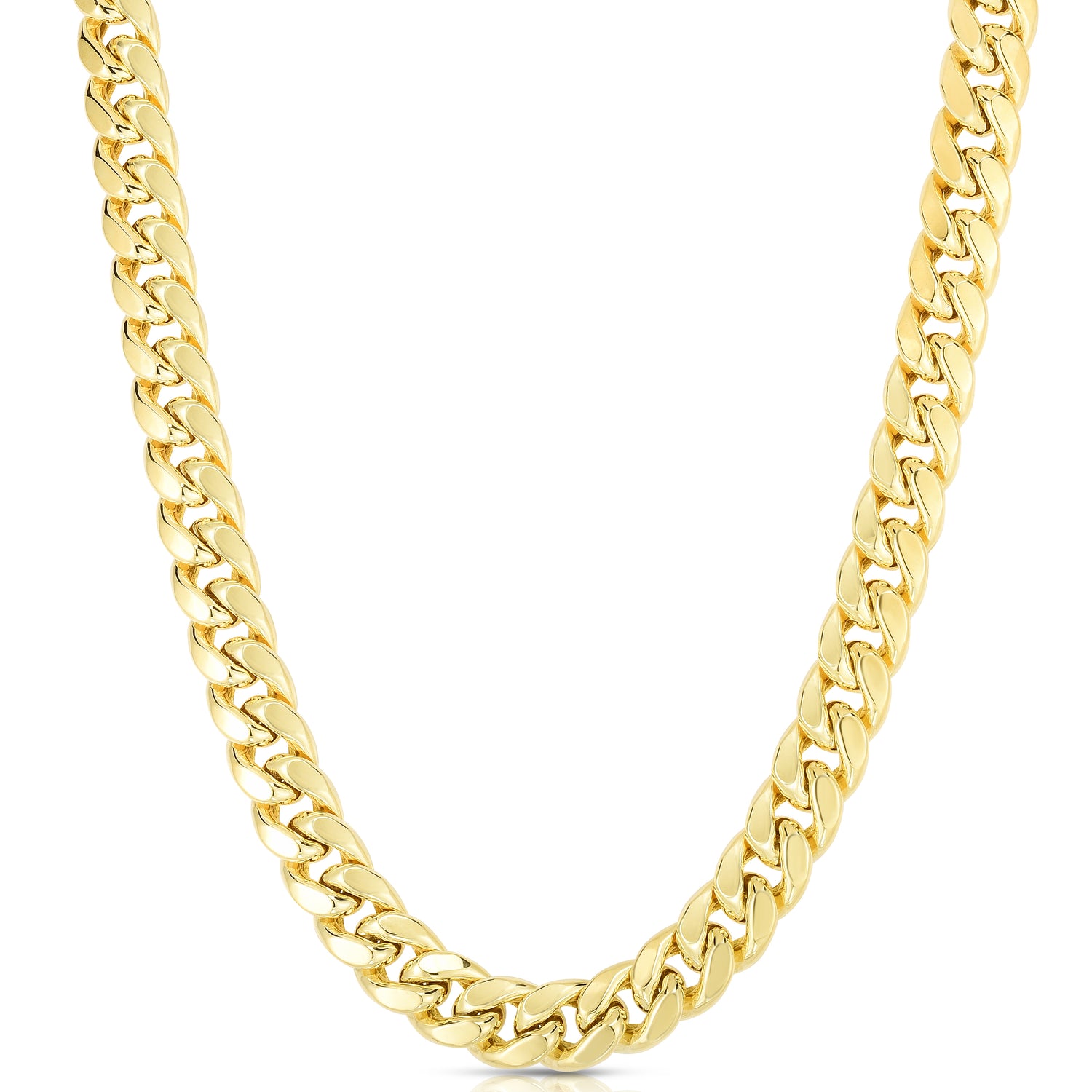 10k Yellow Gold 11.2mm Semi-Lite Miami Cuban Chain Necklace