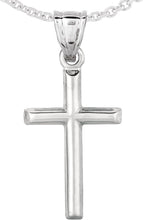 Load image into Gallery viewer, 14k Yellow Gold or White Gold 0.8" Classic Cross Charm Pendant with optional Adjustable Chain Necklace
