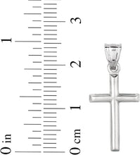 Load image into Gallery viewer, 14k Yellow Gold or White Gold 0.8" Classic Cross Charm Pendant with optional Adjustable Chain Necklace
