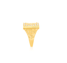 Load image into Gallery viewer, 10k Yellow Gold 16.5mm Solid Square CZ Border Nugget Ring
