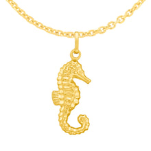 Load image into Gallery viewer, 14k Yellow Gold 31.6mm Polished Seahorse with Optional Chain Pendant Charm
