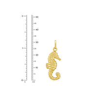 Load image into Gallery viewer, 14k Yellow Gold 31.6mm Polished Seahorse with Optional Chain Pendant Charm
