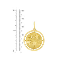 Load image into Gallery viewer, 14k Yellow Gold 36.6mm Lucky Symbols Disc with Optional Chain Pendant Charm
