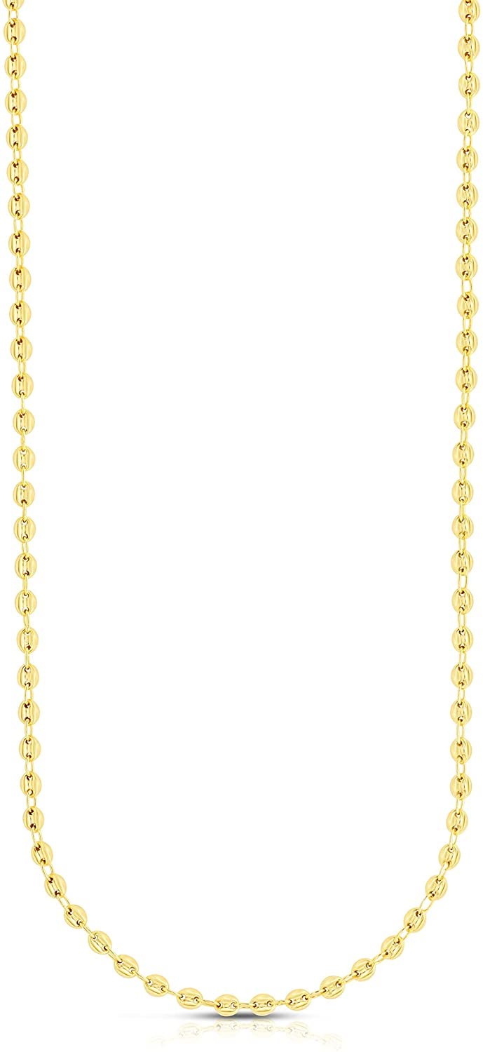 14k Yellow Gold 4.7mm Puff Anchor Mariner Chain Necklace