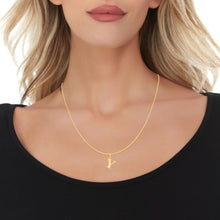 Load image into Gallery viewer, 14k Yellow Gold 0.9&quot; Alphabet Letter A - Z Initial Charm Pendant with optional Extendable Adjustable Chain Necklace
