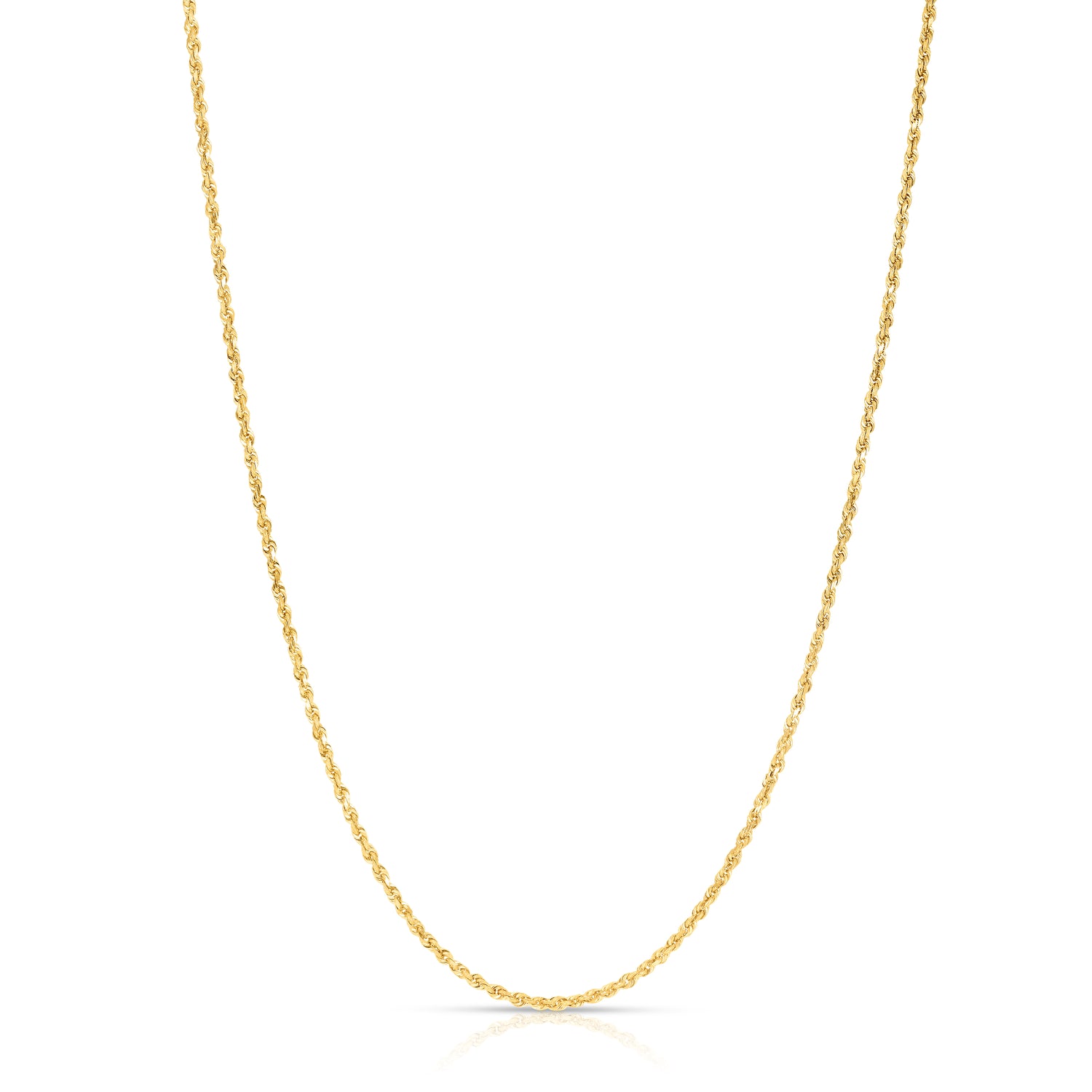 14K Yellow Gold 2mm Solid Rope Diamond Cut Chain Necklace