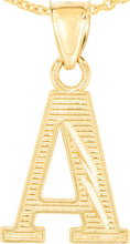 Load image into Gallery viewer, 10k Yellow Gold 0.45" Personalized Lighting Alphabet Letter A - Z Initial Charm Pendant with optional Extendable Chain Necklace
