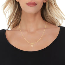 Load image into Gallery viewer, 10k Yellow Gold 0.45" Personalized Lighting Alphabet Letter A - Z Initial Charm Pendant with optional Extendable Chain Necklace
