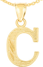 Load image into Gallery viewer, 10k Yellow Gold 0.45" Personalized Lighting Alphabet Letter A - Z Initial Charm Pendant with optional Extendable Chain Necklace
