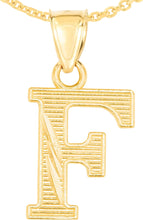 Load image into Gallery viewer, 10k Yellow Gold 0.45&quot; Personalized Lighting Alphabet Letter A - Z Initial Charm Pendant with optional Extendable Chain Necklace
