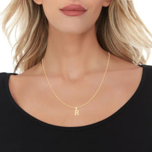 Load image into Gallery viewer, 10k Yellow Gold 0.45&quot; Personalized Lighting Alphabet Letter A - Z Initial Charm Pendant with optional Extendable Chain Necklace
